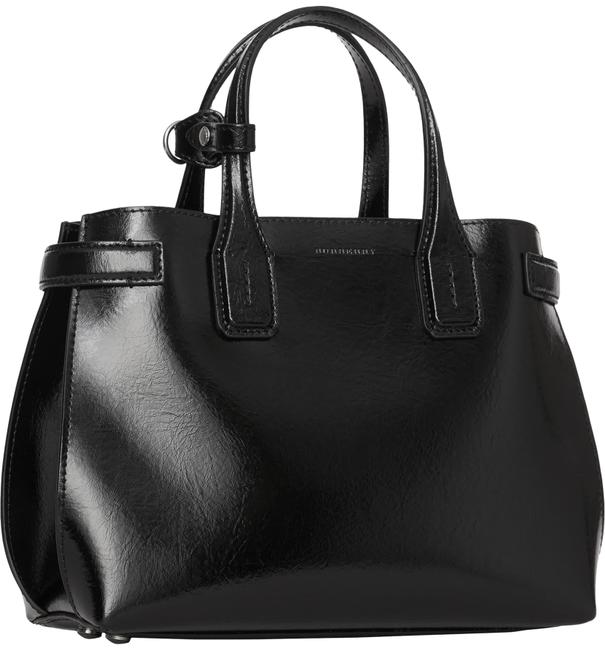 Burberry Small Banner Black Glossy Calfskin Leather Tote