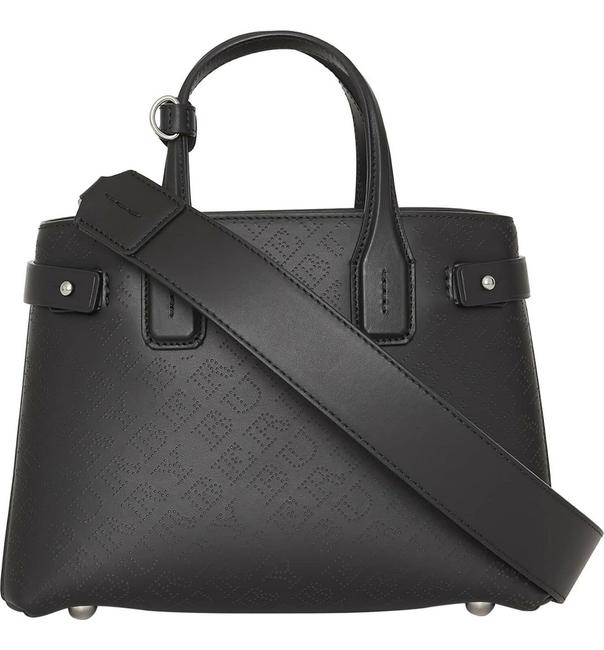 Burberry Small Banner Black Perforated Leather Tote