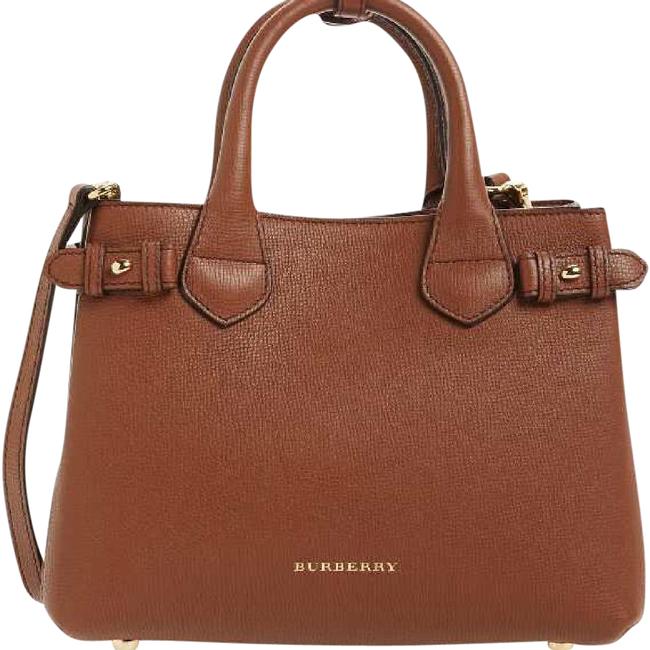 Burberry small Banner Cognac Calfskin Leather Tote