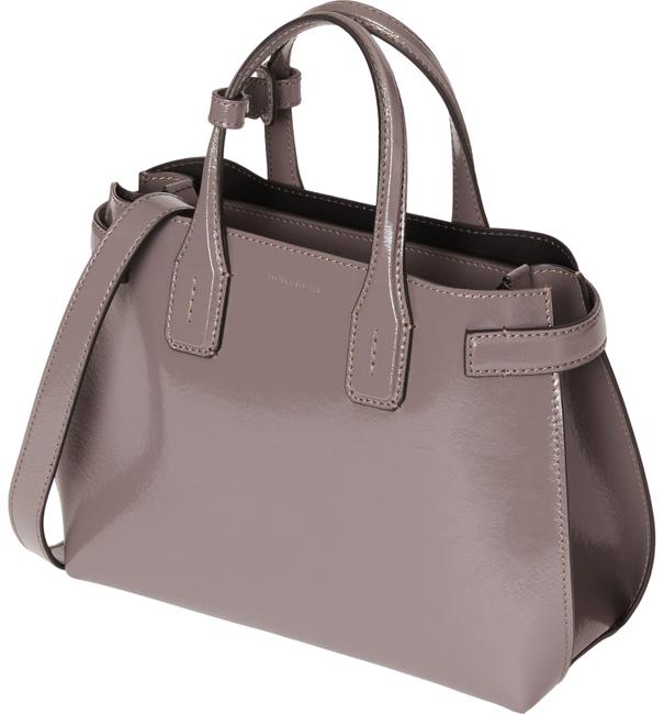 Burberry Small Banner Sepia Grey Glossy Calfskin Leather Tote