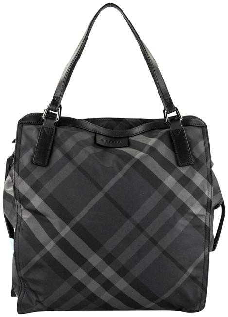 Burberry Small Buckleigh Packable Charcoal Check Canvas Tote