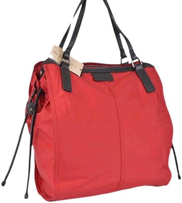 Burberry Small Buckleigh Red Nylon Tote