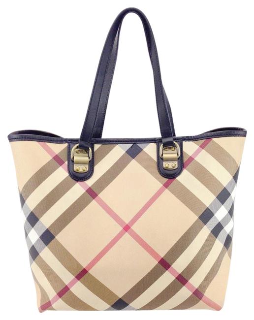 Burberry Small Byron Check Print Coated Canvas Tote