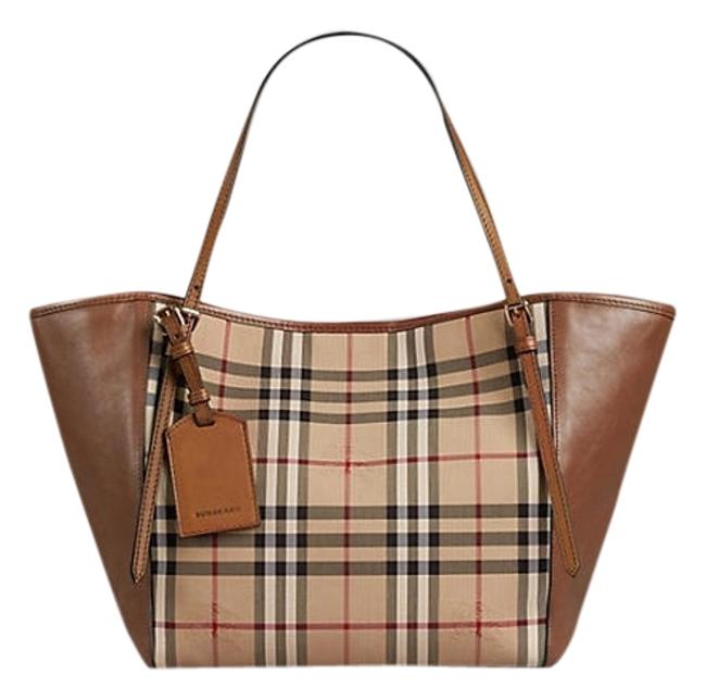 Burberry Small Canter In Horseferry Check and Leather Tote