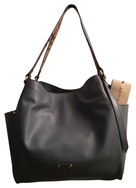 Burberry Small Canterbury Blue Leather Tote