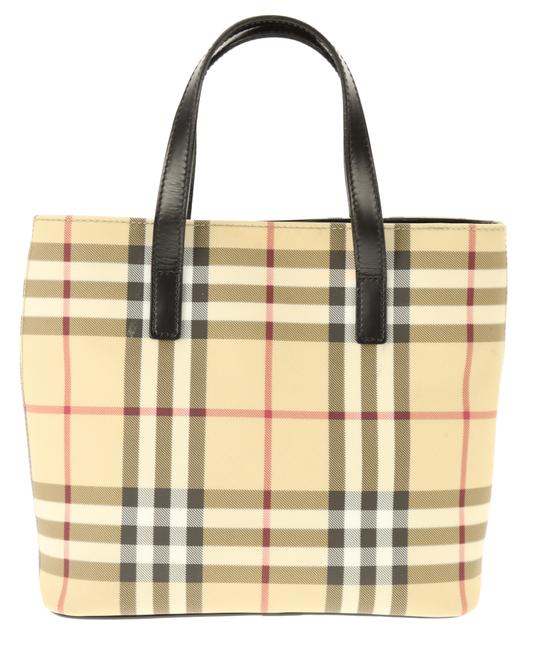 Burberry Small Check Beige Coated Canvas Tote