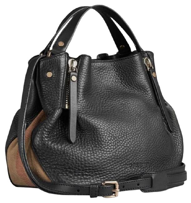 Burberry Small Check Black Leather Tote