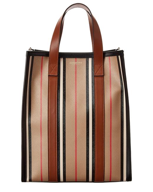 Burberry Small Icon Stripe E canvasLeather 8024686 Tote