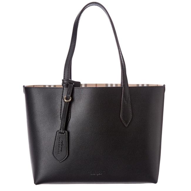 Burberry Small Lavenby Reversible House Check And Black Leather Tote