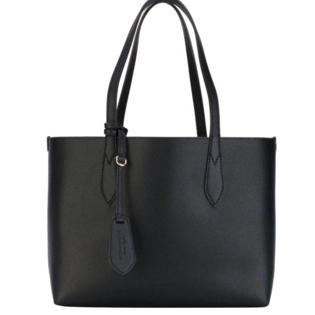 Burberry Small Lavenby Reversible House Check Black Leather Tote