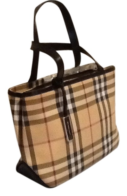Burberry Small Nova Check Leather Tote