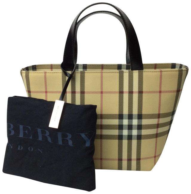 Burberry Small Nova Check Satchel Biege Pvc Tote
