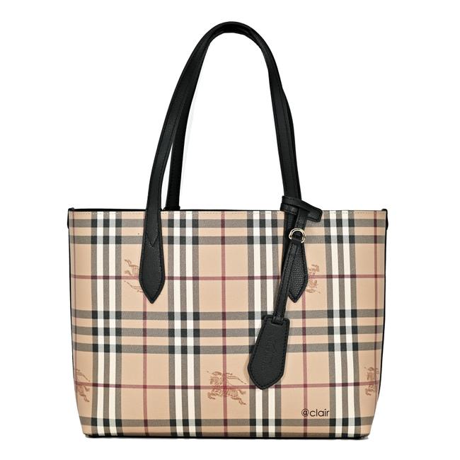 Burberry Small Reversible Haymarket Black Leather Tote