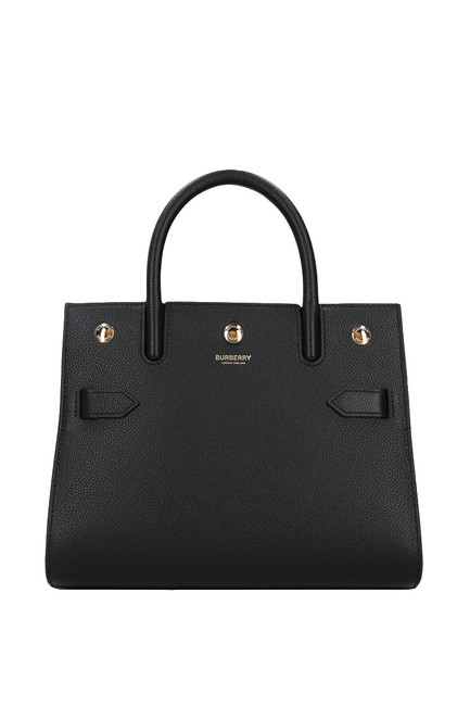 Burberry Small Top Handle Title Black Leather Tote