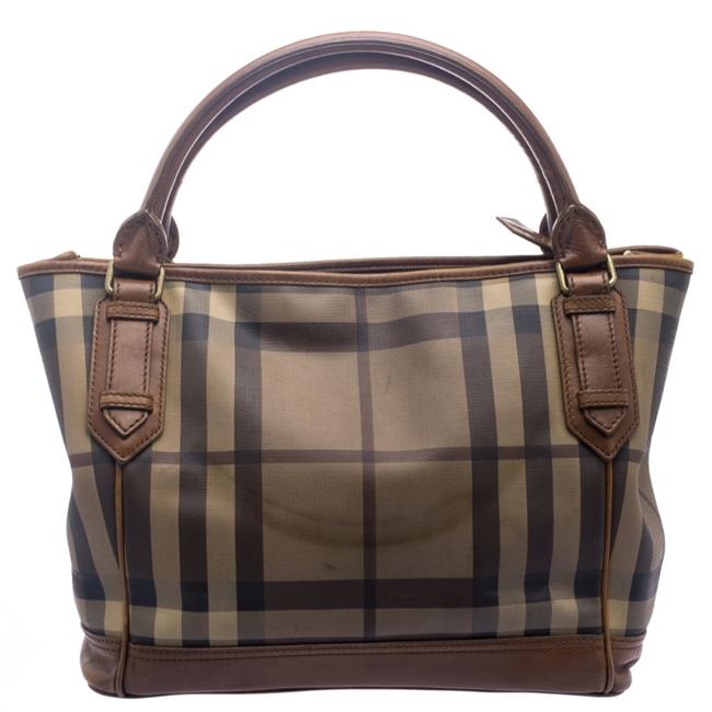 Burberry Smoke Check and Leather Brown Pvc Tote