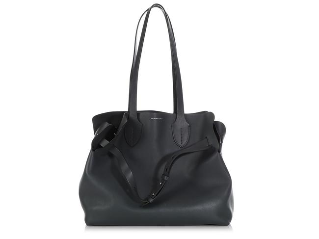 Burberry Soft Belt Medium Dark Pewter Gray Leather Tote