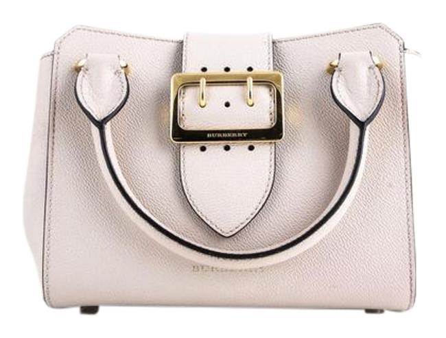 Burberry Soft Grain Small Buckle Limestone Tote