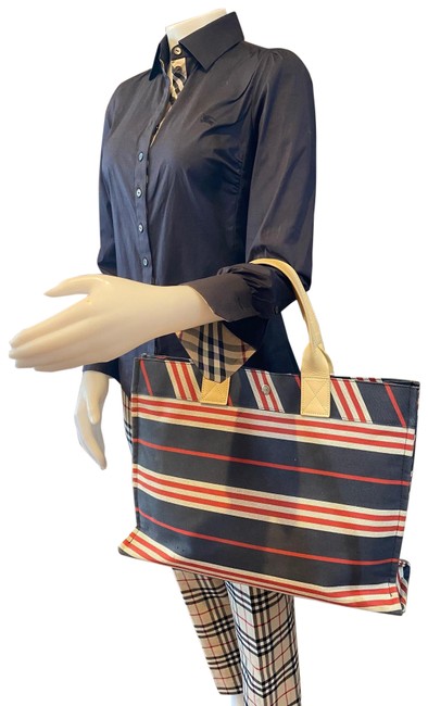 Burberry Striped Navy Blue Tote