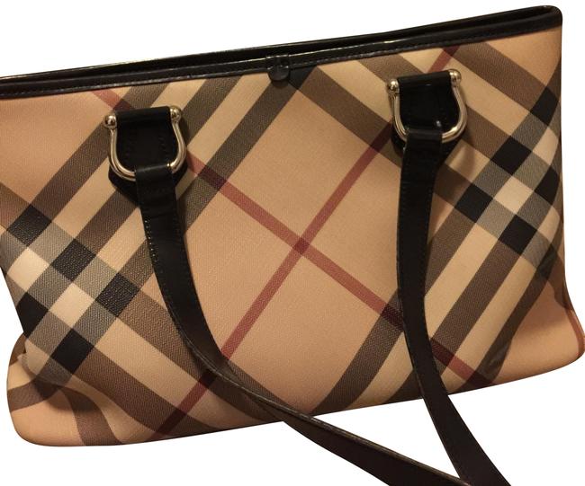 Burberry Super Nova Check Tan Canvas Tote
