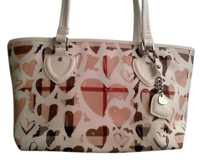 Burberry Super Nova Heart WhiteMulti Canvas Tote