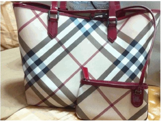 Burberry Supernova Berry Red Canvas Tote