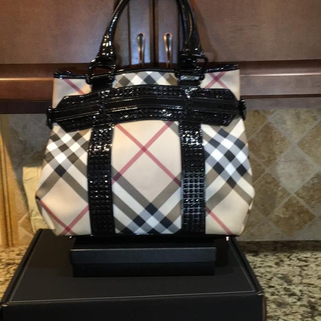 Burberry Bag Supernova Canvas Check Coated Patent Leather Tote