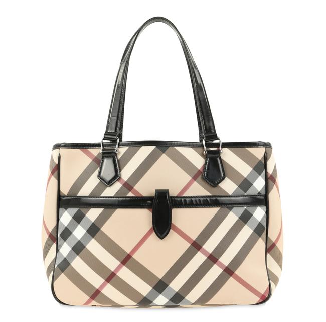 Burberry Supernova Check Beige Coated Canvas Tote