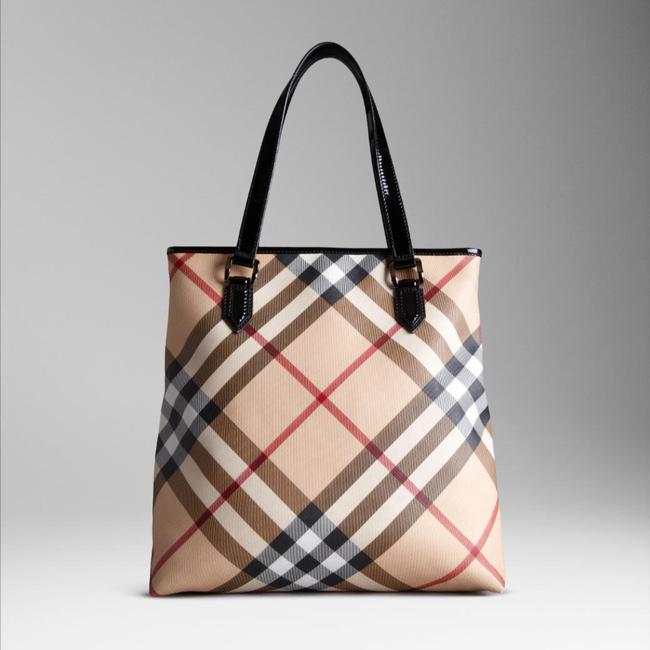 Burberry Supernova Check Handbag Euc Black Patent LeatherPvc Tote