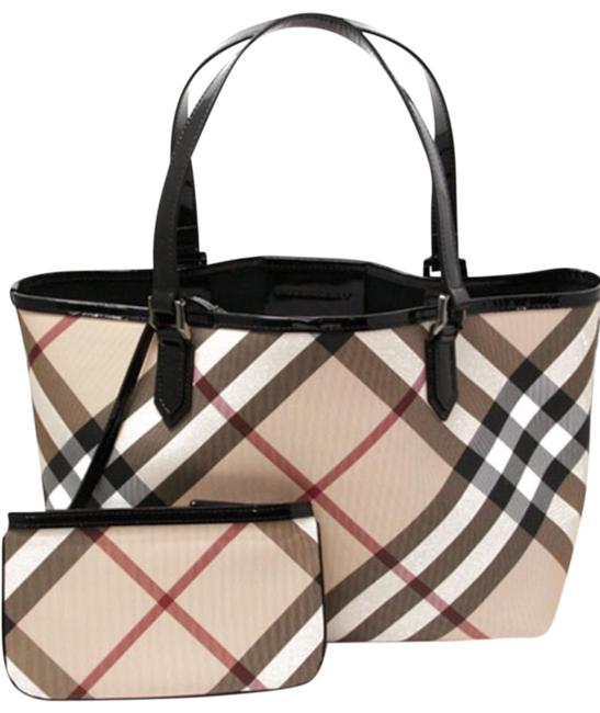 Burberry Bag Supernova Check Signature Patent LeatherCoated Canvas Tote