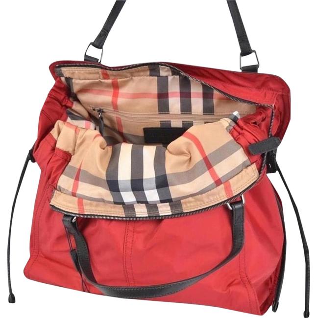 Burberry Tall Red NylonLeather Tote