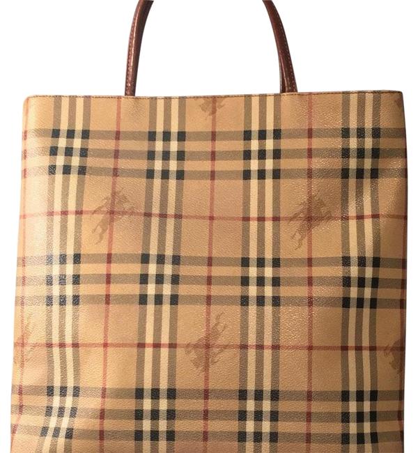 Burberry Tan Horse Check Tote Bag