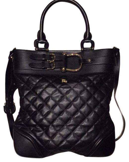 Burberry Tessa Quilted Black Leather Gold Hardware Tote