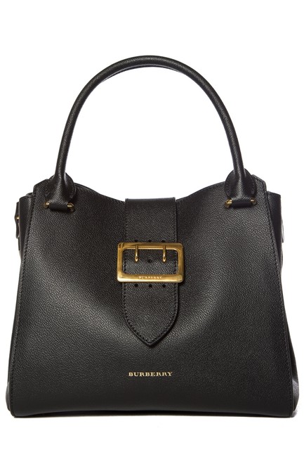 Burberry Textured Buckle Black Leather Tote