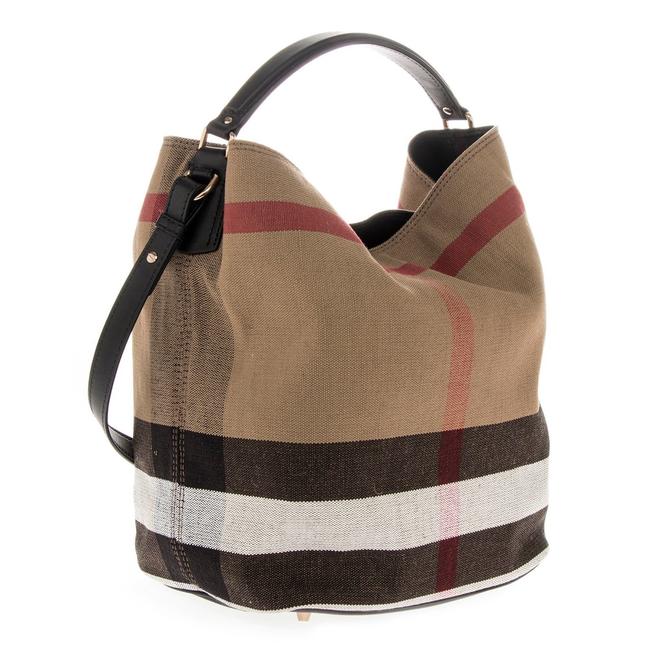 Burberry The Ashby Medium 3945726 Black Canvas Check and Leather Tote