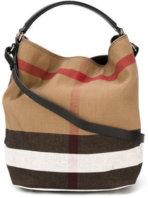Burberry The Medium Ashby In Canvas Check and Leather Black Tote