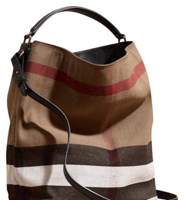 Burberry The Medium Ashby In Canvas Check and Leather Tote
