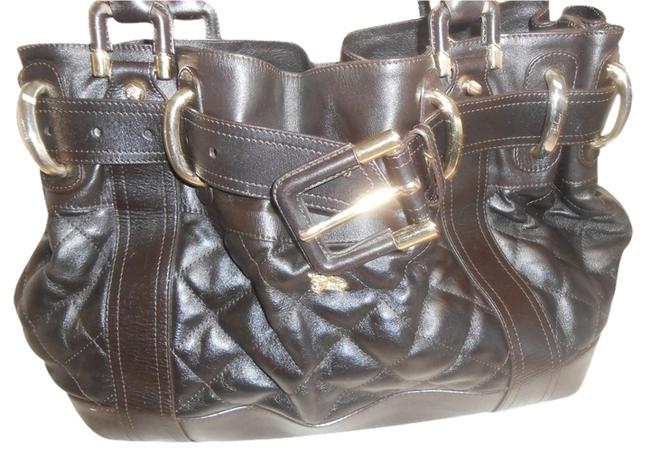 Burberry Timeless Large Quilted Chocolate Brown Leather Tote