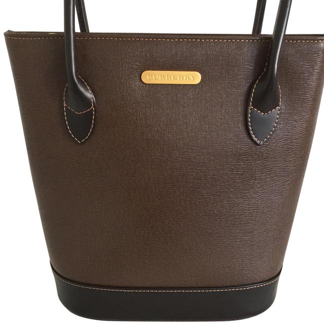 Burberry Top Handle Two Brown Leather Tote