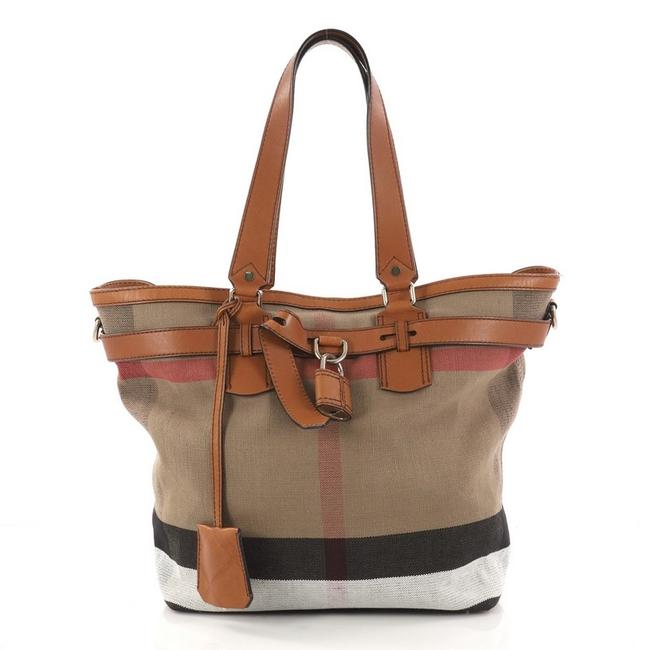 Burberry Traveller House Check Medium Brown Canvas Tote