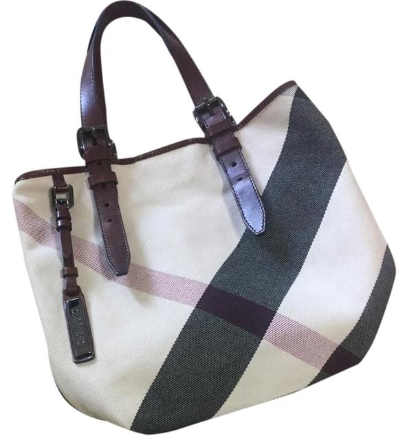 Burberry Victoria Nova CheckBrown Canvas Leather Tote