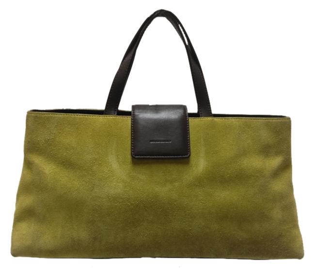 Burberry Vintage 2 tone GreenBrown Suede Tote