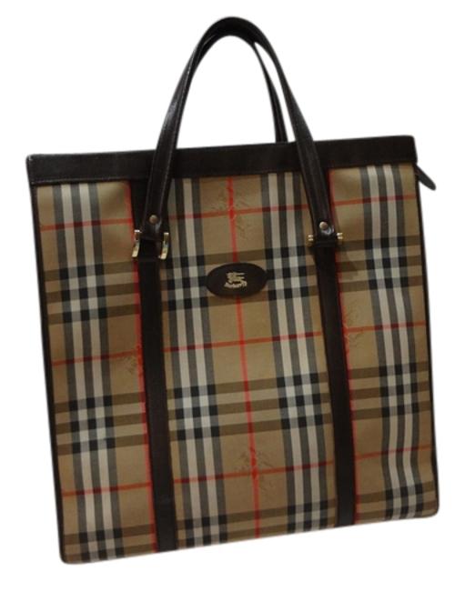 Burberry Bag Vintage Large Plaid FabricLeather Tote
