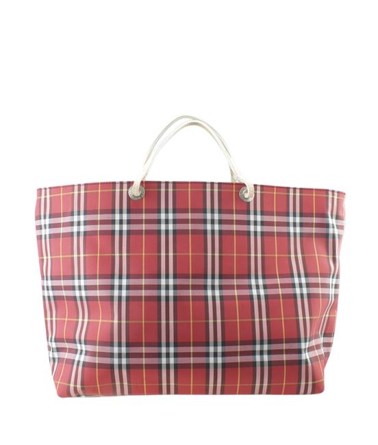 Burberry Vintage Nova Check 174192 Red Nylon Tote