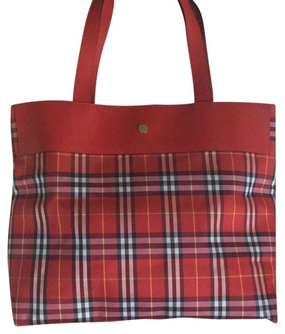 Burberry Bag Vintage Nova Check Red Coated Nylon Tote