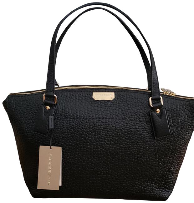 Burberry Welborn Medium Black Grained Leather Tote