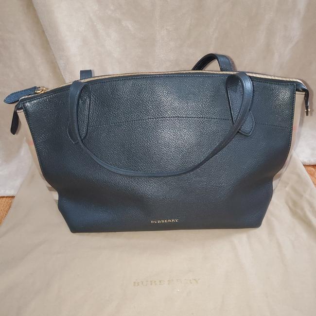 Burberry Welburn Derby Check Black Leather Tote