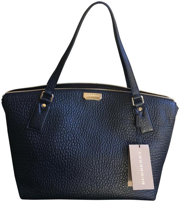 Burberry Welburn Medium Black Leather Tote