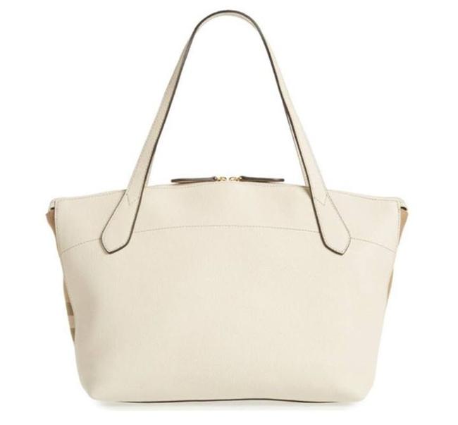 Burberry Welburn Medium House Check Limestone Leather Tote
