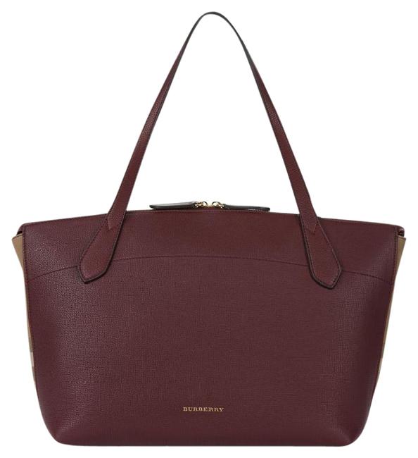 Burberry Welburn Medium Mahogany RedHouse Check Calf Leather Tote
