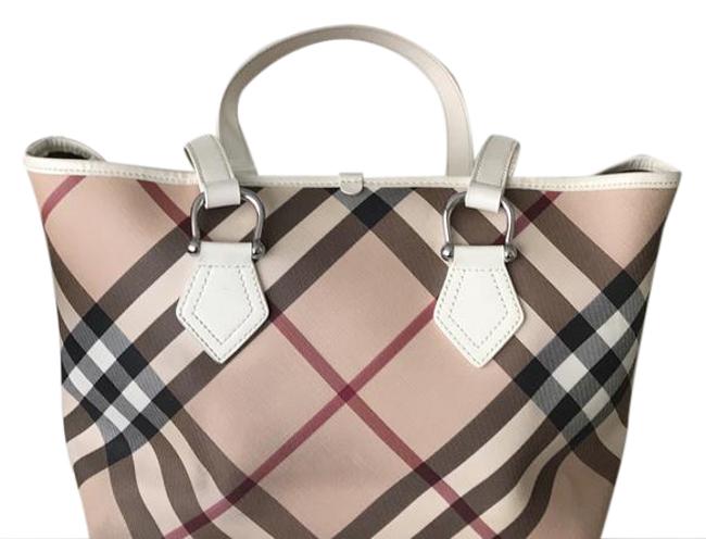 Burberry White and Monogram Vernis Leather Tote